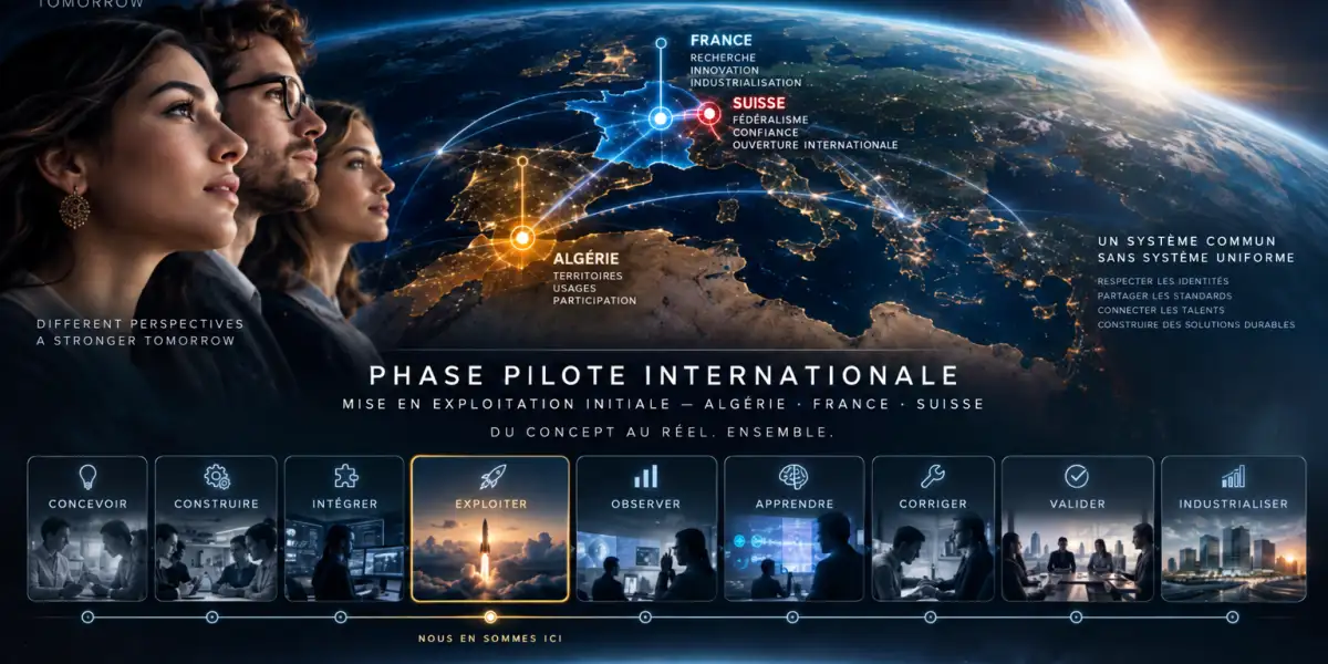 SPACESORTIUM™ — PHASE PILOTE INTERNATIONALE Mise en exploitation initiale — Algérie · France · Suisse.